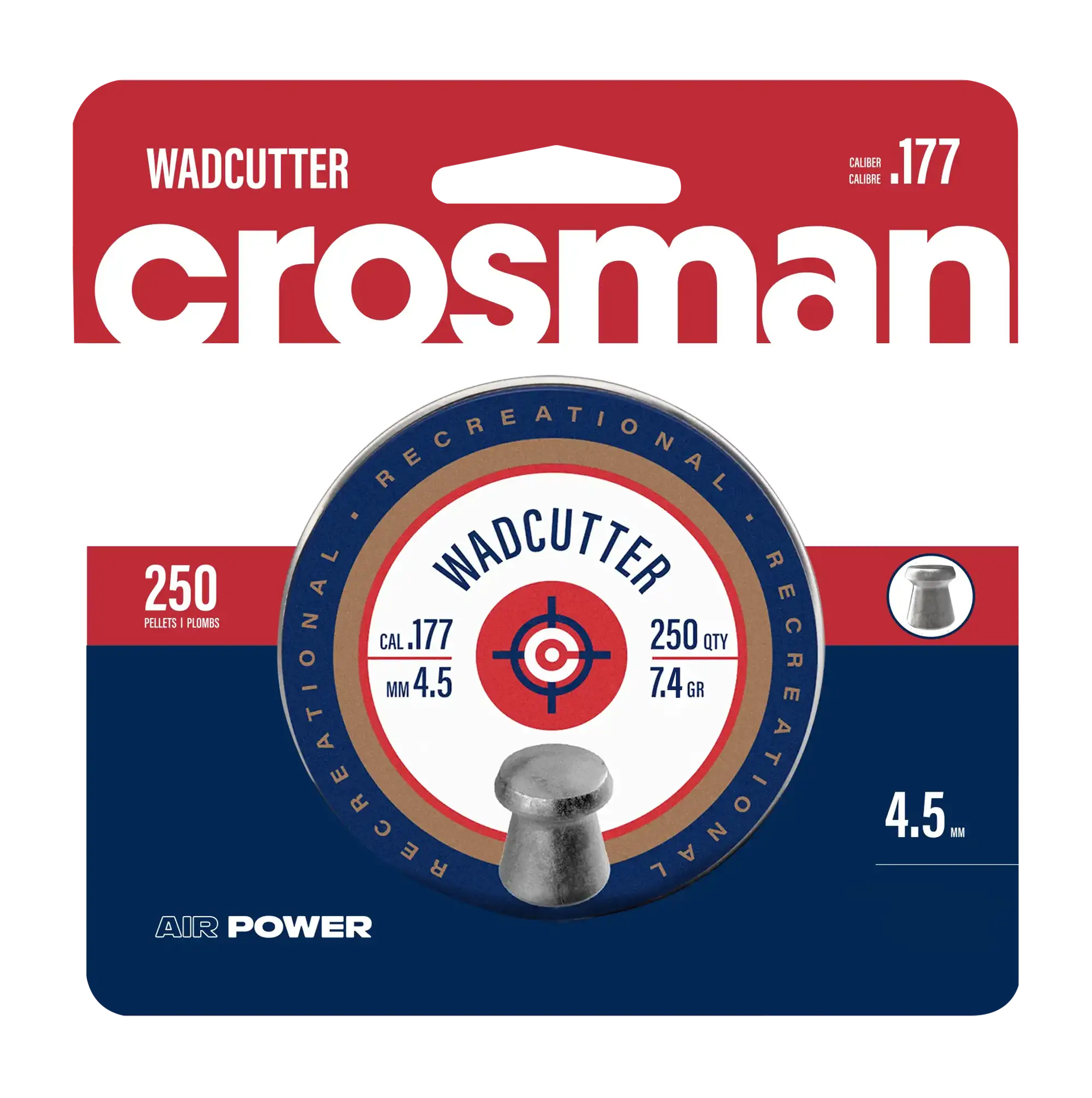 Front Packaging View View of Crosman Wadcutter Pellets .177 Cal - 6177