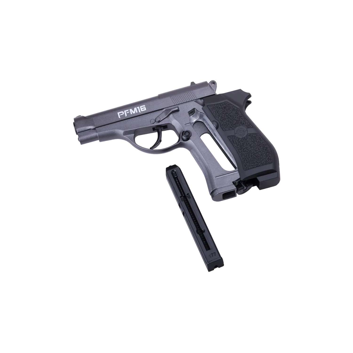 Crosman CO2 BB pistol with open grip and clip