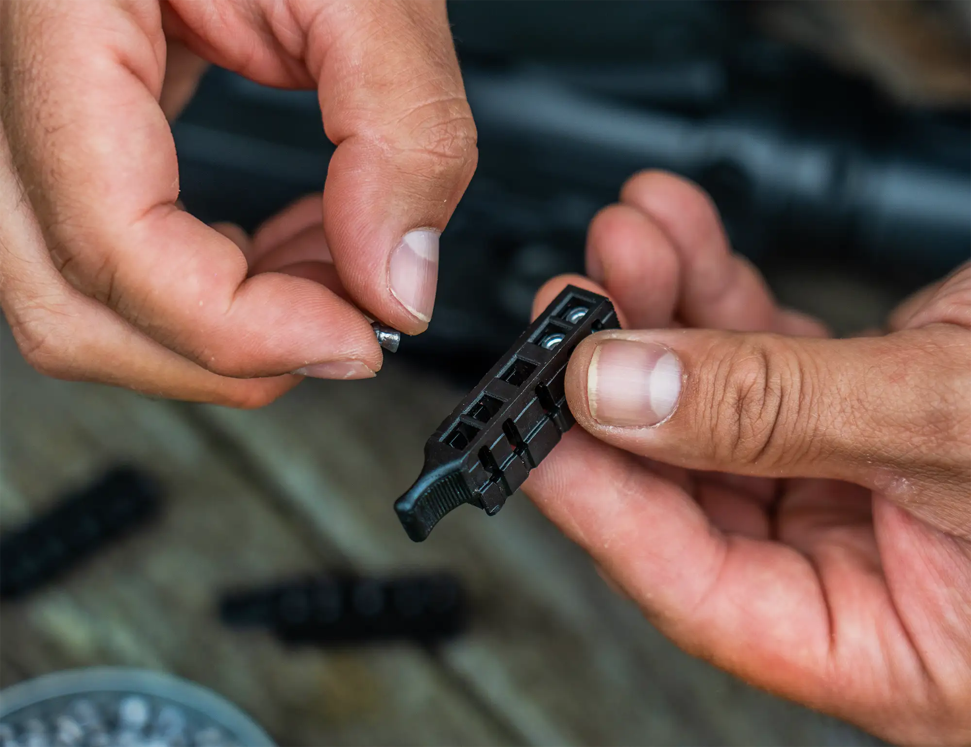 Crosman M4-177 .177 Pellet / BB Pneumatic Pump Air Rifle M4-177KT-N Outdoor Lifestyle Pellets Being Loaded