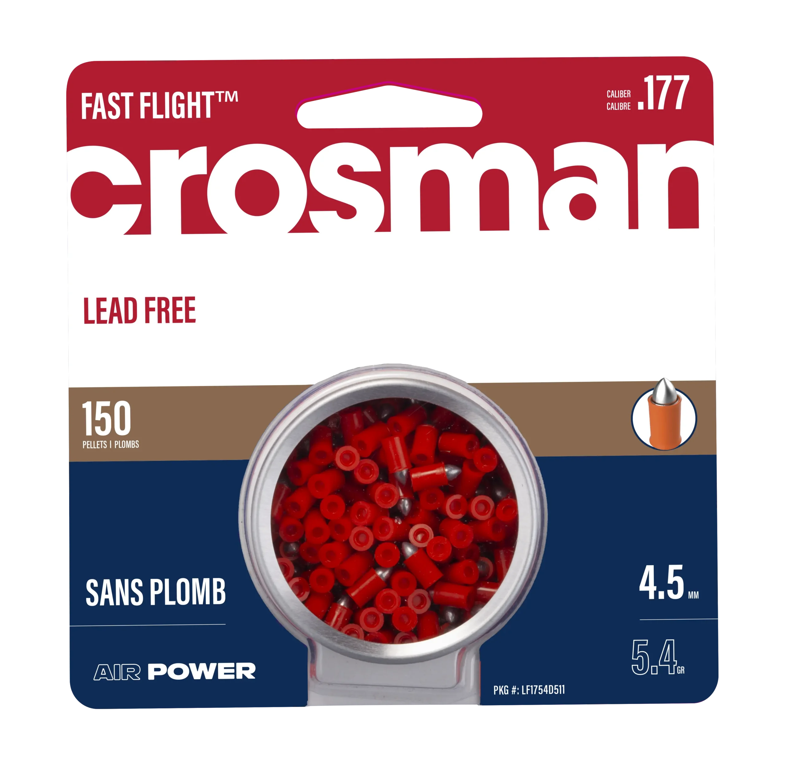 Front View of Packaging for Crosman Fast Flight Penetrator Pellets 177 LF1754