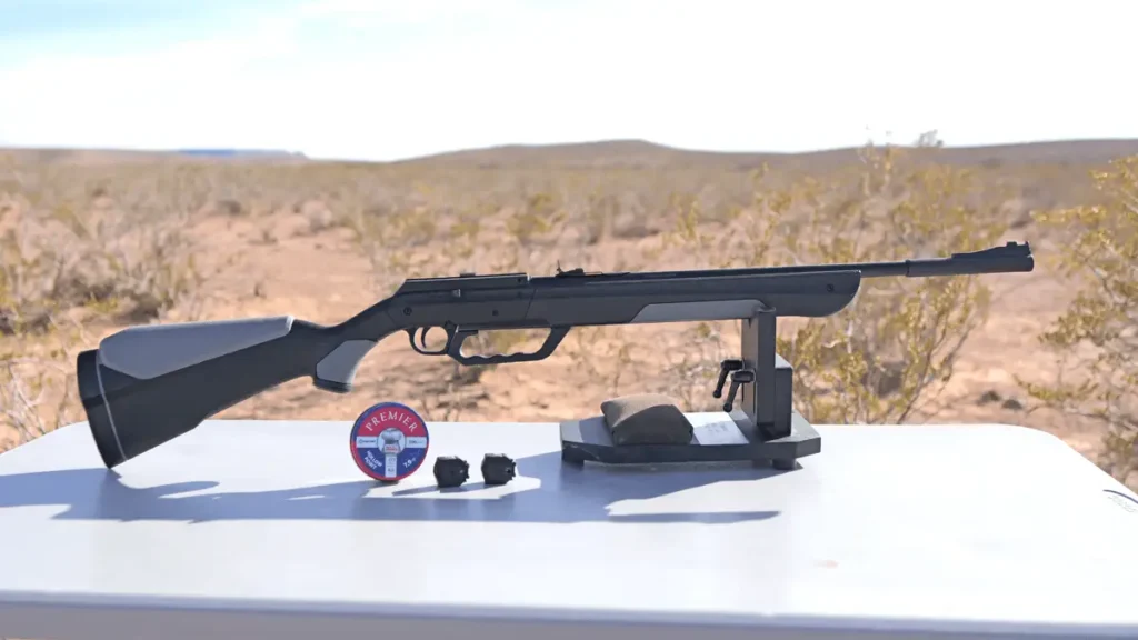 Crosman Vapor Max air rifle with fiber optic front sight and adjustable rear sight