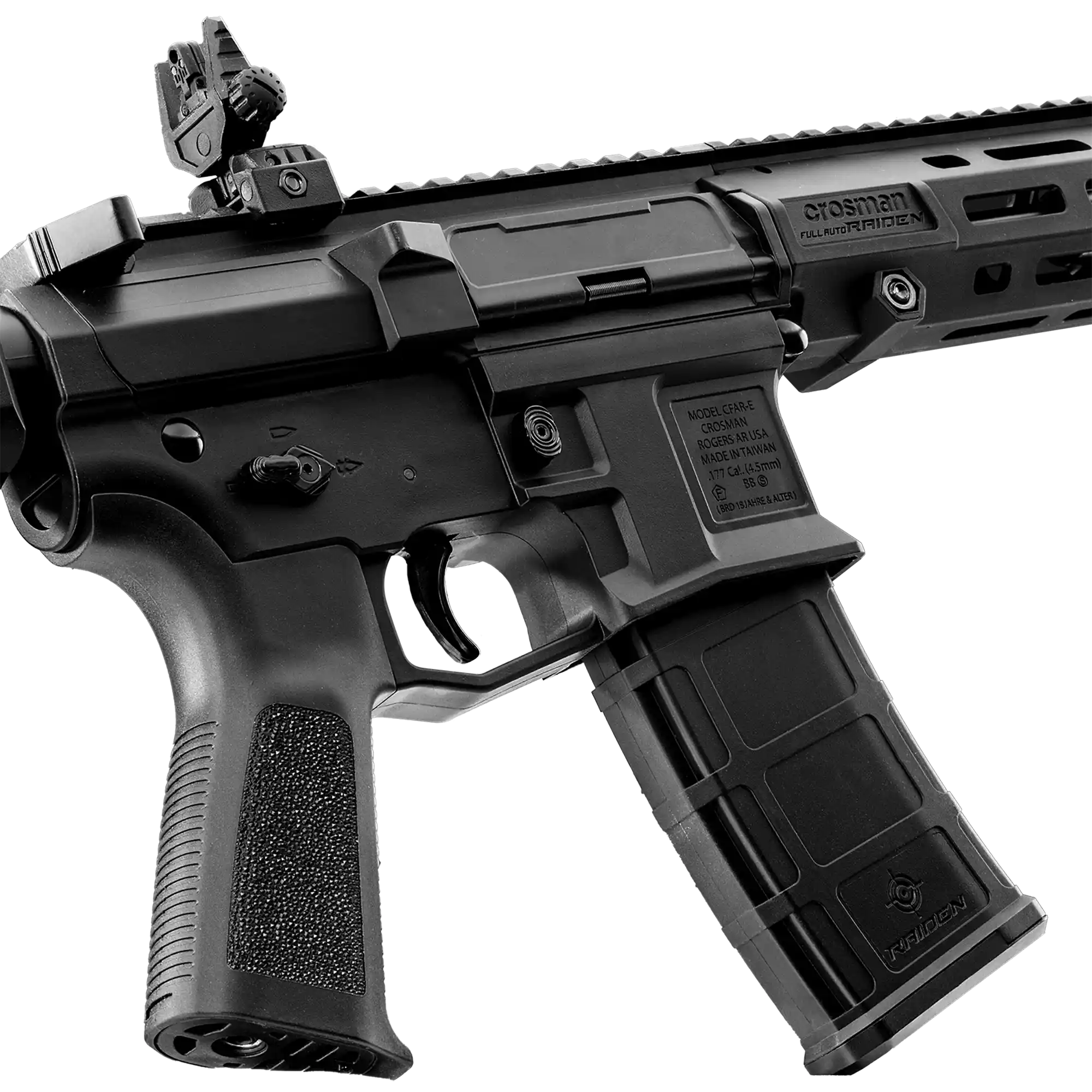 Close Up View of CFAR-E-01 Crosman Full Auto Raiden BB Rifle
