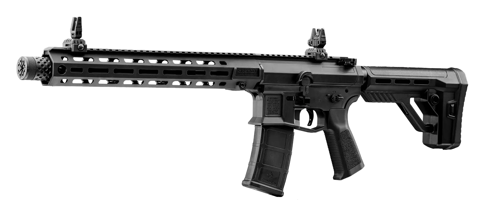 Crosman Raiden full auto BB rifle sights up left facing angled