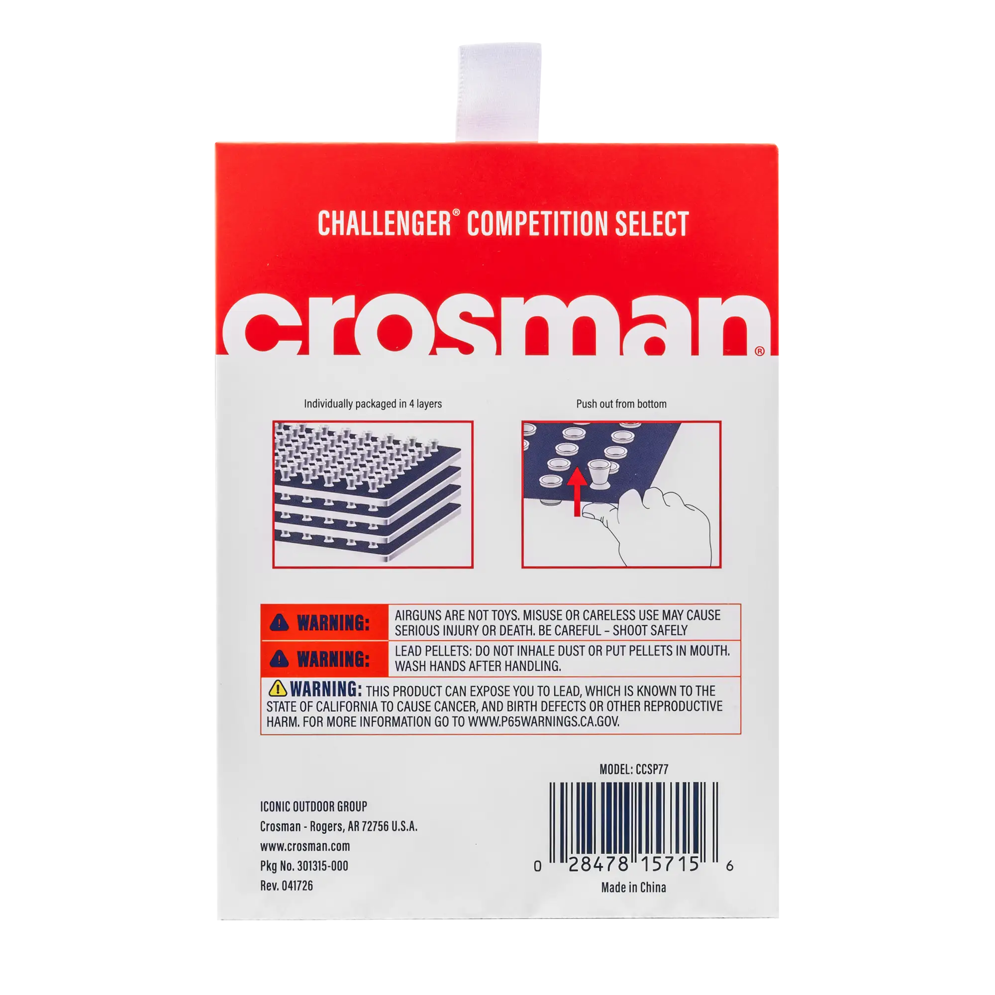 Back View of Crosman Match Pellets Wadcutter .177 (CCSP77)